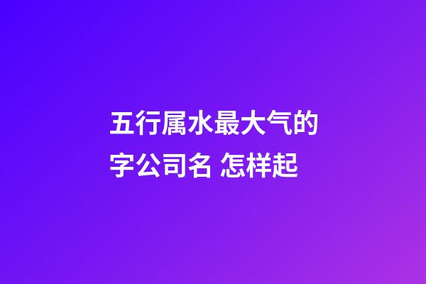 五行属水最大气的字公司名 怎样起-第1张-公司起名-玄机派